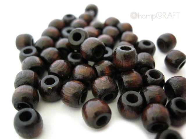 Wood Crow Beads, Dark Brown, Small 5x6mm - 100pc