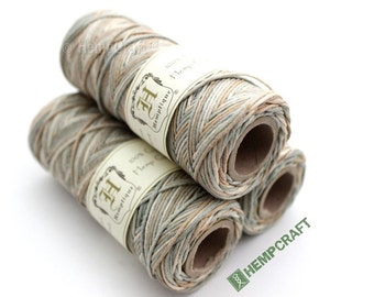 Hemp Twine, Khaki  Multicolor 1mm Hemp Craft Jewelry Cord, 205ft - (D)