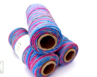 Hemp Twine, Multicolored Blue Pink Grey, Tutti Frutti, High Quality 1mm Hemp Cord - (H)