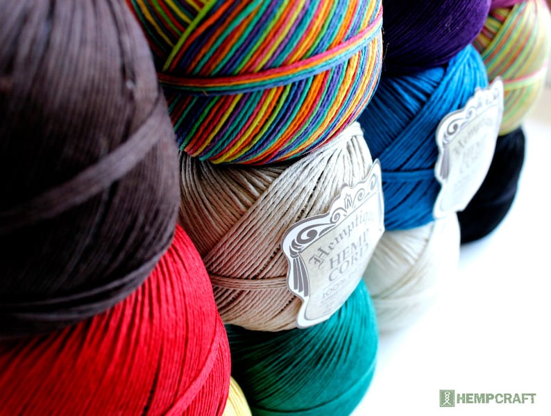 Choose Any 6 and Biodegradable! Colorfast BULK DEAL Eco-Friendly Six Solid Color Balls of 1mm Hemptique\u2122 Brand Hemp Twine