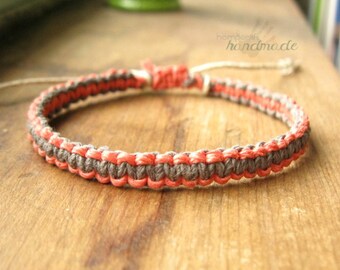 Pink and Grey Hemp Bracelet, Choose Your Own Colors! Personalized, Team Colors, Natural, Minimalist Jewelry