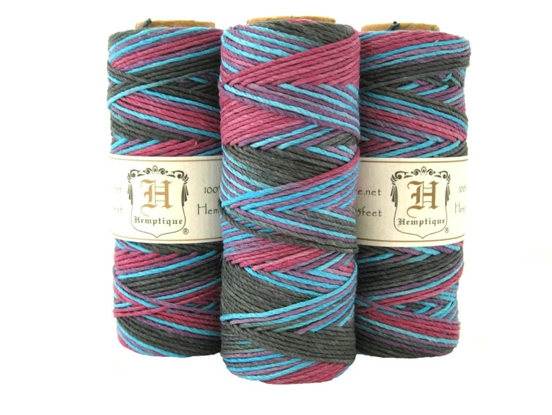 Hemp Twine, Purple Blue Multicolored BlacknBlueberry High Quality 1mm Hemp Cord C image 1