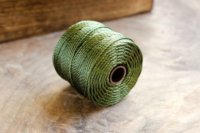Kumihimo for Micro-Macrame and More Tex 400 S-Lon Nylon Jewelry Cord Olivine Green Beadsmith\u2122 Super-Lon 0.9mm Thick SL400-OLV