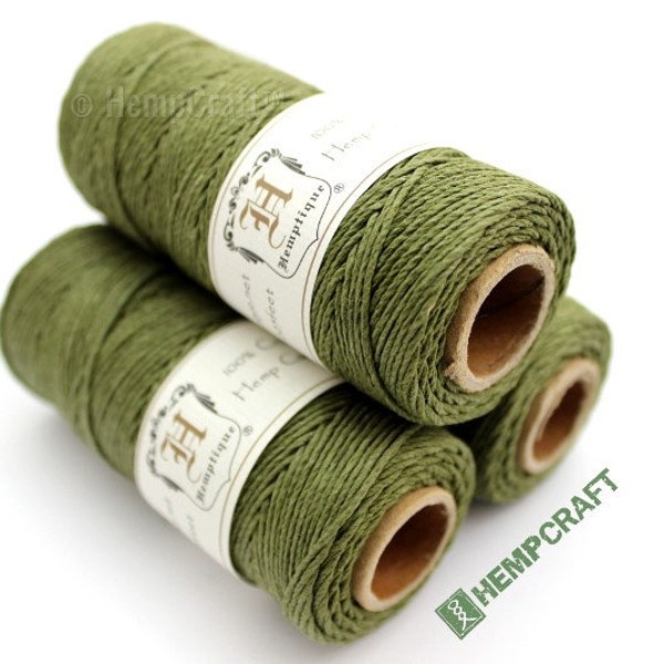 Olive Green 1mm Hemptique™ Brand Hemp Twine - 205ft in Length - 20lb Test - Eco-Friendly, Colorfast, and Biodegradable! - (#10)