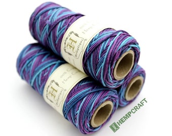 Blue and Purple Variegated Hemp Cord - Blueberry - 1mm - 20lb Test - (F)