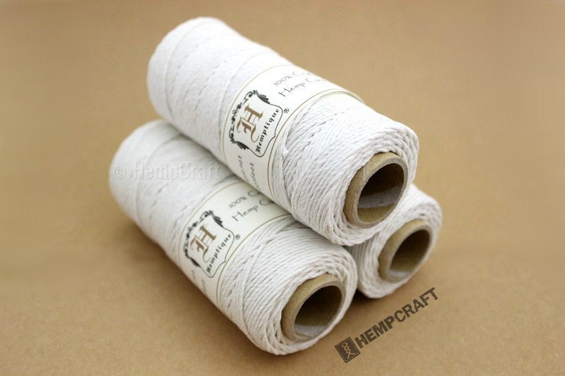 Hemp Twine, White 1mm Hemp Craft Cord 36 image 1