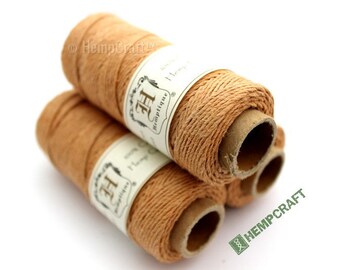 Hemp Jewelry Twine, Nectarine Orange, 1mm Colored Hemp Cord, Burnt Orange, Muted Orange - (#5)