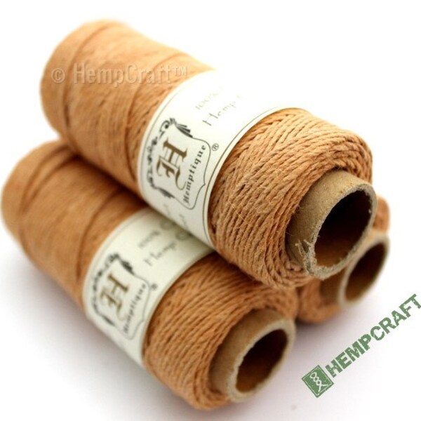 Hemp Jewelry Twine, Nectarine Orange, 1mm Colored Hemp Cord, Burnt Orange, Muted Orange - (#5)