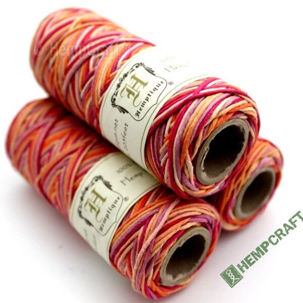 Variegated "Candy Slam" 1mm Hemptique™ Brand Hemp Cord - 205ft - 20lb Test - Eco-Friendly, Colorfast, and Biodegradable! - (O)