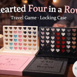 Juego de mesa de estrategia Hearted Four in a Row / Juego de mesa de estrategia con estuche de cierre