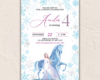 Frozen Invitation, Elsa Birthday Invite, Editable Digital Party Invite, Printable Template for Kids