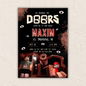Doors Roblox Party Invite, Editable Roblox Birthday Template, Gamer Kids Evite, Instant Download