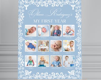 Cielito Lindo Baptism Blue Photo Collage • Editable Mexican Theme Template • Digital Papel Picado Party Decor • Customizable Sign