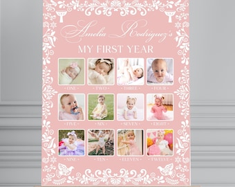Cielito Lindo Baptism Pink Photo Collage • Editable Mexican Theme Template • Digital Papel Picado Party Decor • Customizable Sign