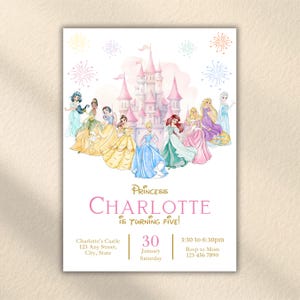 Watercolor Princess Birthday Invitation, Editable Girls Party Invite, Printable Template, Digital Download