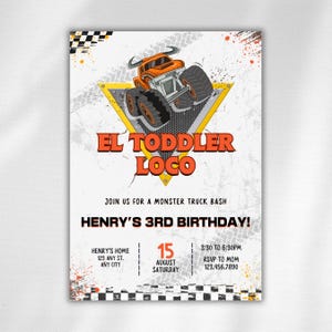 El Toddler Loco Invitation, Editable Monster Truck Invite For Boy's Birthday Party