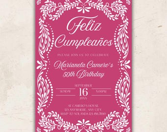 Invitation d'anniversaire Cielito Lindo, modèle modifiable couleur terre cuite, invitation numérique pour une fête mexicaine, téléchargement instantané