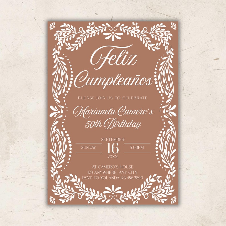 Invitation d'anniversaire Cielito Lindo, modèle modifiable couleur terre cuite, invitation numérique pour une fête mexicaine, téléchargement instantané image 1
