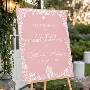 Cielito Lindo and Talavera Welcome Sign • Canva Template for Mexican Baptism and Christening Gift Tag