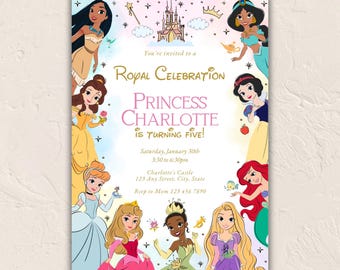 Fairytale Princess Birthday Invitation • Watercolor Royal Princess Party Template • Editable Canva Magical Birthday Invite