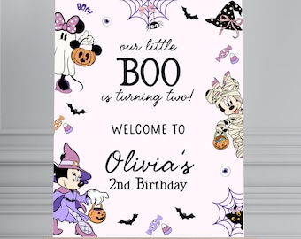 Halloween Minnie Welcome Sign • Minnie Halloween Party • Autumn Fall Girl Birthday Welcome Poster • Printable Sign for Any Age