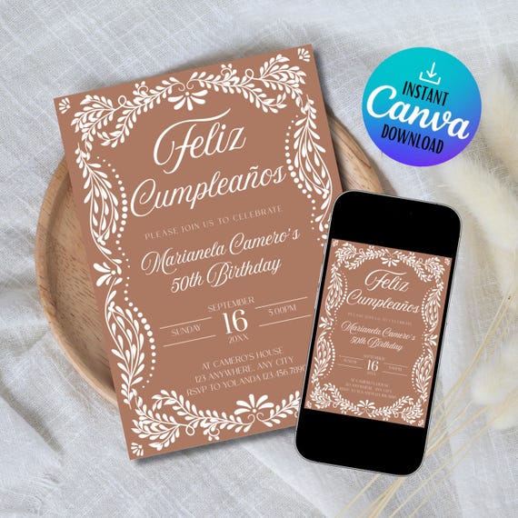 Cielito Lindo Birthday Invitation, Terracotta Editable Template, Mexican Fiesta Digital Invite, Instant Download