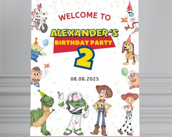 Toy Story Welcome Sign • Two Infinity & Beyond Woody and Buzz Lightyear • 2nd Birthday Printable Decor • Instant Download