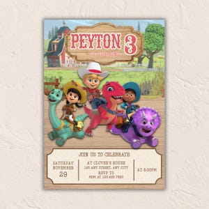 Dinosaur Cowboy Birthday Invitation: Editable Ranch Theme (Canva Template)