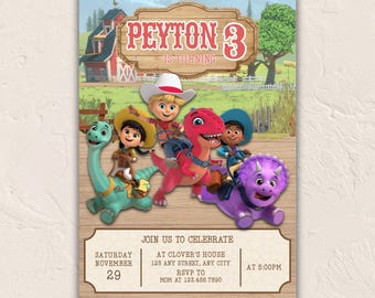 Dinosaur Cowboy Birthday Invitation: Editable Ranch Theme (Canva Template)