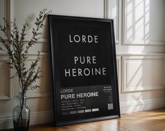 Lorde Poster | Pure Heroine Poster | 4 Colors | Album Cover Poster | High Quality Prints | Music Gift | Free USA Shipping | Pop Music Poster