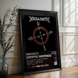Megadeth Poster | Cryptic Writings Poster | 4 Colors | Album Cover Poster | High Quality Print | Music Gift | Free USA Shipping, Metal Music
