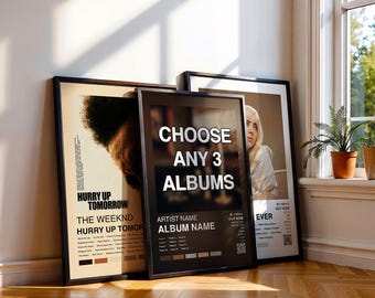 Set of 3 Custom Album Poster | Choose Your Own Album, Free USA Shipping, Music Wall Art, Album Cover Print, Personal Album Gift, Home Decor