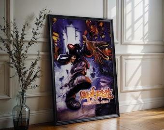 May include: Framed art print featuring a stylized illustration of a figure in motion with a reaching hand. The artwork has a purple and blue background with the words "Wild Spirit" and "significant other" in a stylized font. The print is in a black frame.