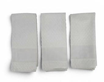 Vintage Charles Craft Off White Ecru Embroidery Towels Set of 3 Aida
