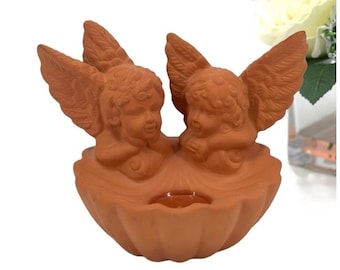 Terra Cotta Angel Cherub Tea light Candle Holder Wall Sconce PartyLite