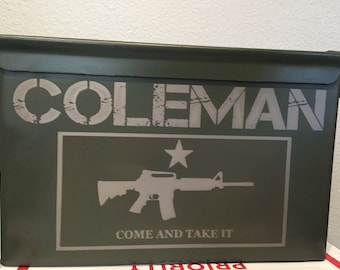 Husband Christmas gift ammo can gun lover hunter fishing military flag name USA man cave garage dad father hero police fireman birthday gift