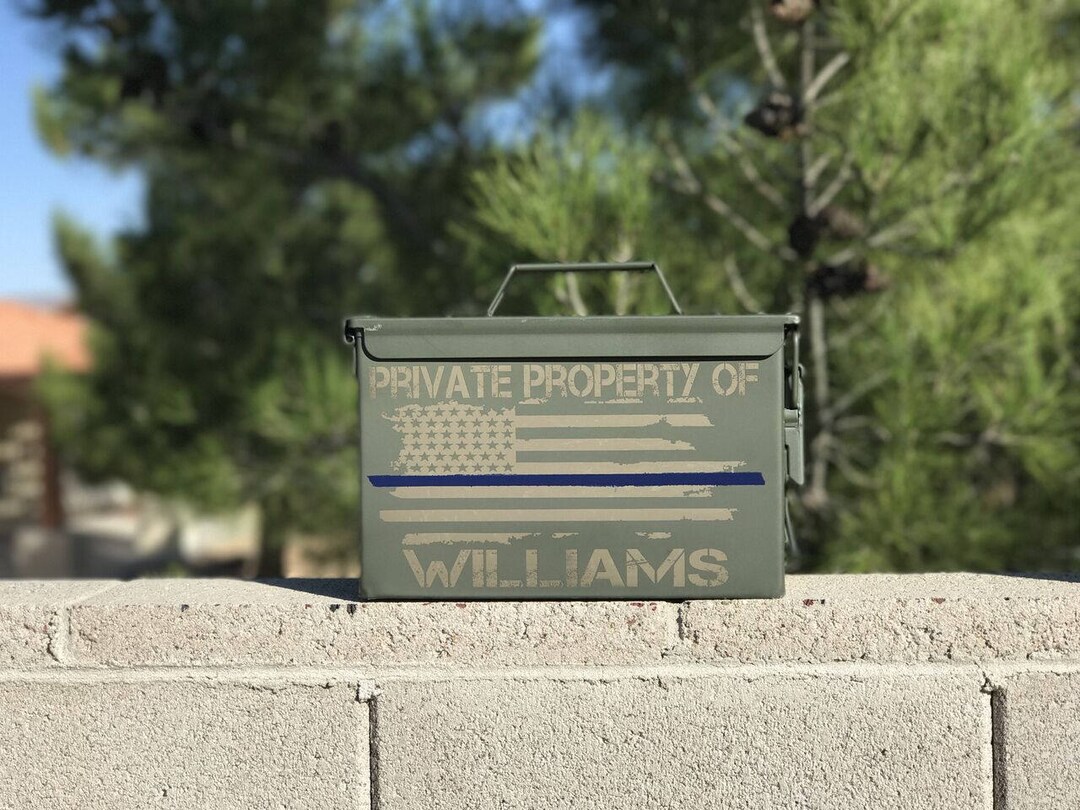 Custom Engraved Metal Ammo Box - .50 Cal Or .30 Cal Steel Ammunition Case, Personalized With Initials