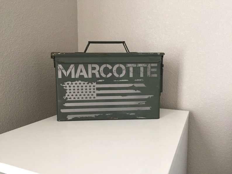 American Hero Personalized Ammo Box Can Army Gift America, Patriotic - Military Gifts for Retirement, Graduation, and Birthdays Weddings
