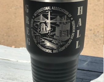 Tumbler Engraved Ironworker electrician union Custom logo brother lineman journeyman blue collar 30 oz