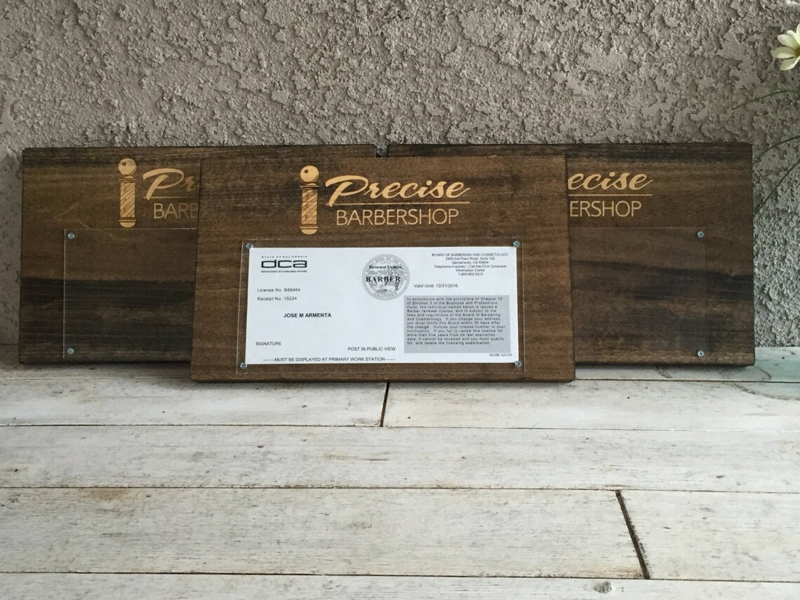 Business License Holder Frame Corporate Logo LMFT Etsy