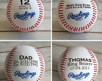 Engraved Baseball personal custom ball Wedding Favor Fathers Day Groomsmen Son Grandfather Dad christmas housewarming ring bearer birthday