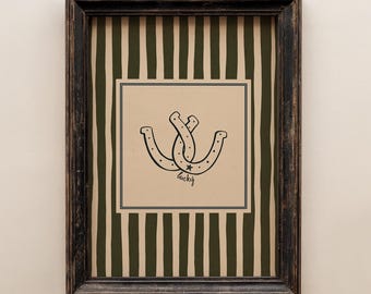 Western Horseshoe Print - Hand Drawn Western Wall Art, Lucky Poster, Digital Download