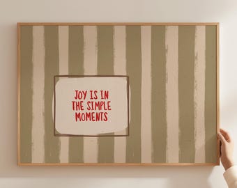 Joy Is In The Simple Moments Print - Retro Typography Wall Art, Digital Download