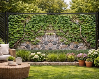 Bedruckter Sichtschutz im Freien, grner Efeu auf einer Steinmauer,  einzigartige Zaunabdeckung Druckkunst, Garten, Pool, Terrasse,  Hinterhofdeck, Sichtschutz - Etsy.de