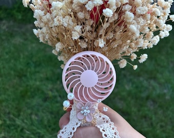 Red Rose Bridal Bouquet with Fan Detail | Unique Wedding Bouquet, Handheld Fan Bouquet, Boho Chic, Perfect for Summer Weddings