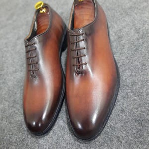 Men’s Brown Leather Oxford Dress Shoes – Handcrafted Lace-Up Formal Shoes, Classic Business Office Footwear, Stylish Wedding Wear