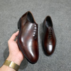 Handmade Brown Leather Oxford Shoes for Men – Classic Lace-Up Dress Shoes, Premium Business Formal Wedding Office Footwear