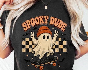 Spooky Dude PNG: Cute Ghost Halloween Vintage Retro Skateboard PNG Aesthetic Spooky Decor (Digital Download)