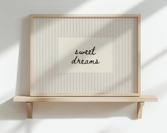 Sweet Dreams Print Neutral Minimalist Bedroom Wall Decor Vintage Above Bed Decor Scandinavian Guest Bedroom Decor Girl Apartment Decor