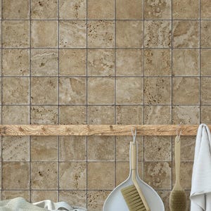 Stone Tile Peel and Stick Wallpaper – Removable Faux Stone Wall Mural – Self Adhesive Vinyl Backsplash for Kitchen or Bathroom